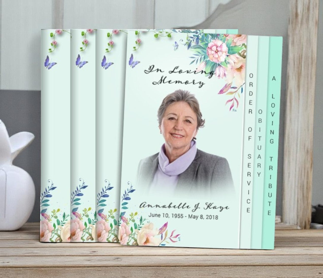 Floral Inspire 8-Sided Graduated Funeral Program Design & Print (Pack 50)