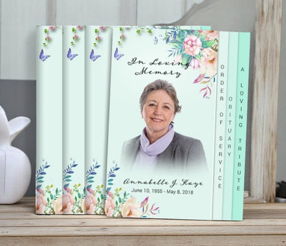 Floral Inspire 8-Sided Graduated Funeral Program Design & Print (Pack 50)