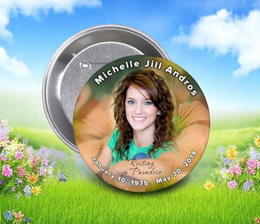 Peach Floral Memorial Button (Pack of 10)
