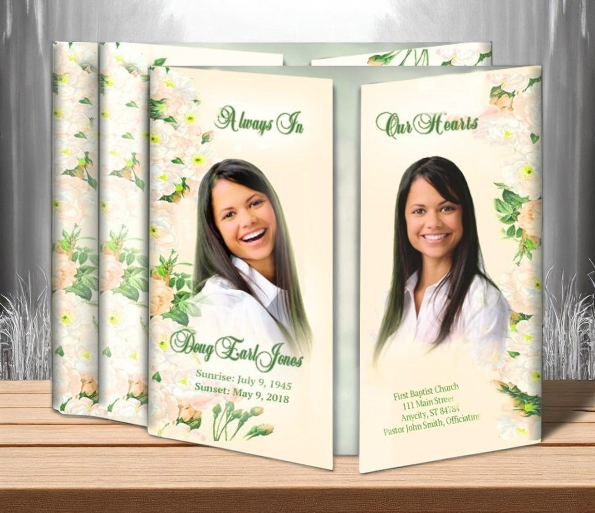 Funeral Desing Program Flowers Flower Garden Gatefold Funeral Program Design Print (Pack of 50 ...