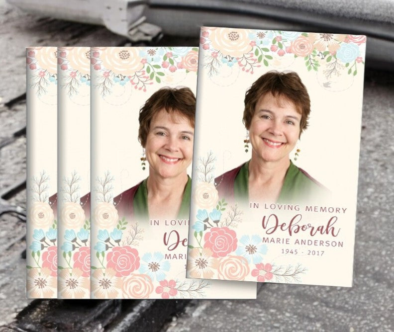 Funeral Desing Program Flowers Spring Flowers Bifold Funeral Program Design Print (Pack of 25 ...