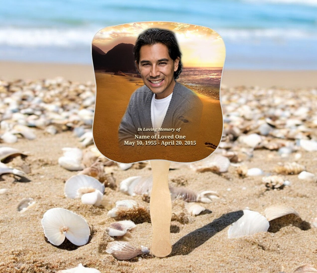 Footprints Memorial Fan With Wooden Handle (Pack of 10)