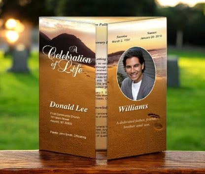 Footprints Gatefold Funeral Program Template