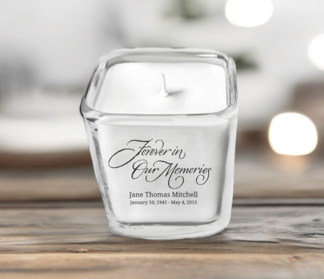 Forever In Our Memories Glass Cube Memorial Candle - The Funeral Program Site