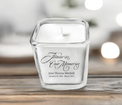 Forever In Our Memories Glass Cube Memorial Candle - The Funeral Program Site