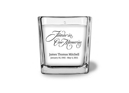 Forever In Our Memories Glass Cube Memorial Candle - The Funeral Program Site