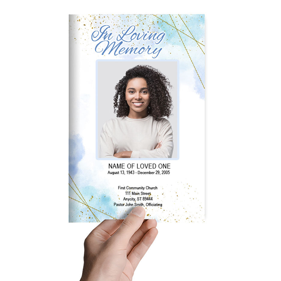 Crystal Blue Funeral Program Template