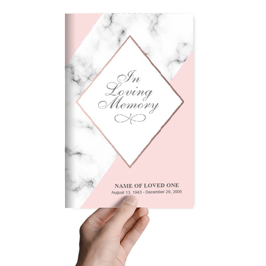 Pink Marble Funeral Program Template