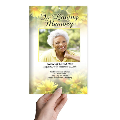 Yellow Daisies Funeral Program Template