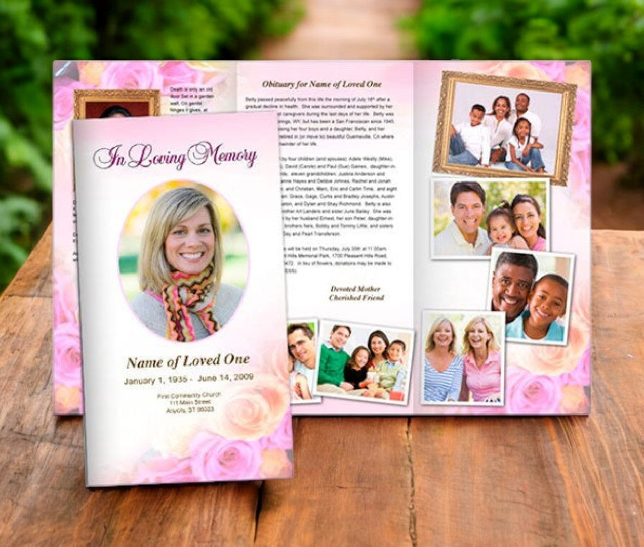 Coral Trifold Funeral Brochures Template – Funeral Program-Site Funeral ...