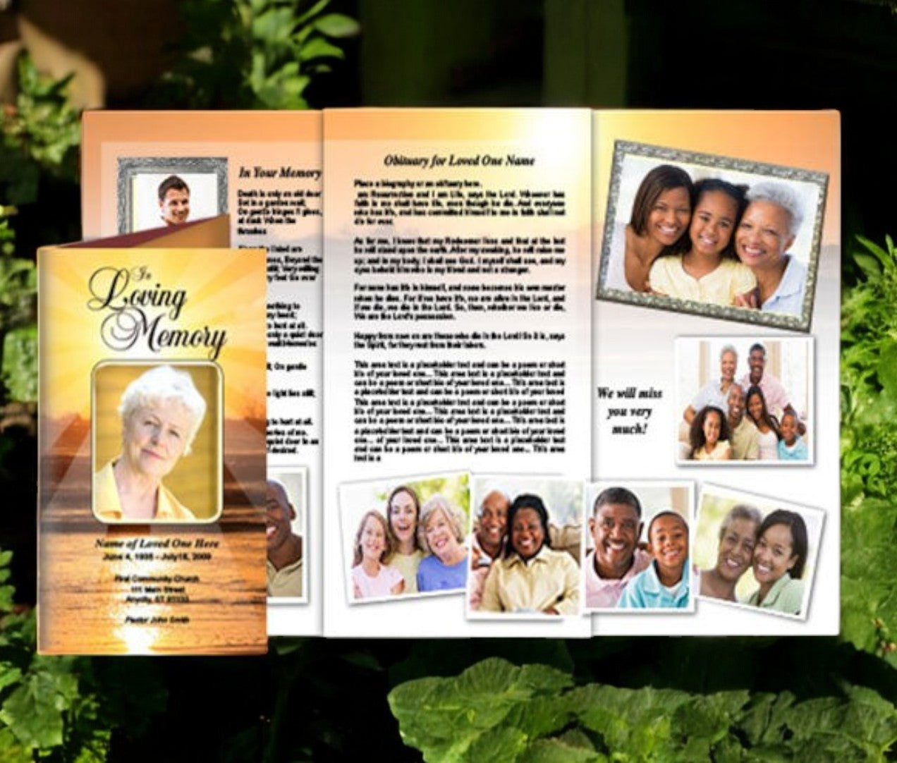Sunrise Trifold Funeral Brochure Template
