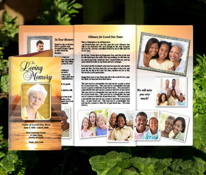 Sunrise Trifold Funeral Brochure Template