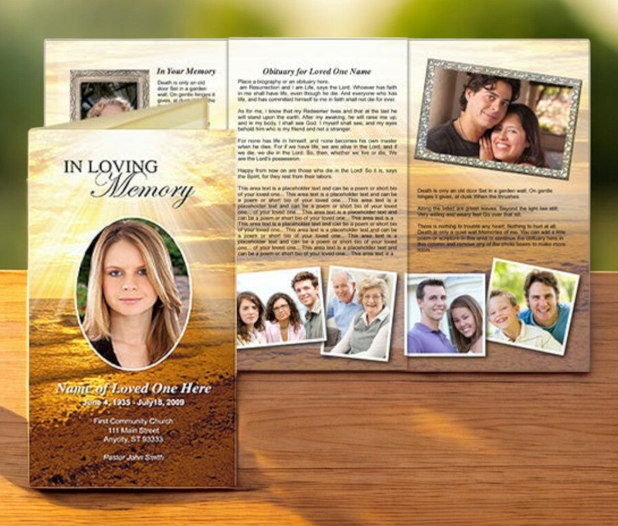 Shine TriFold Funeral Brochure Template