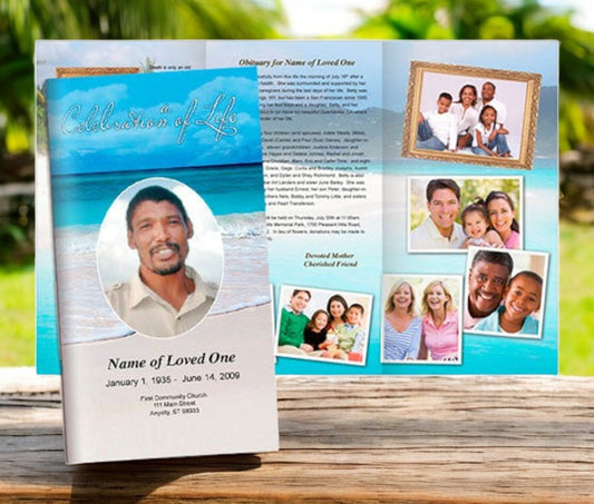 Caribbean Trifold Funeral Brochure Template