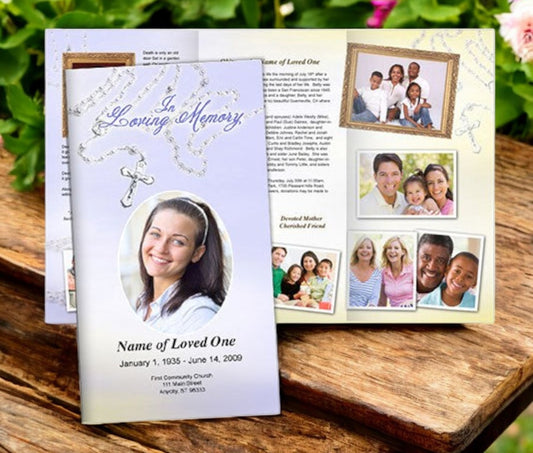 Beads Trifold Funeral Brochure Template