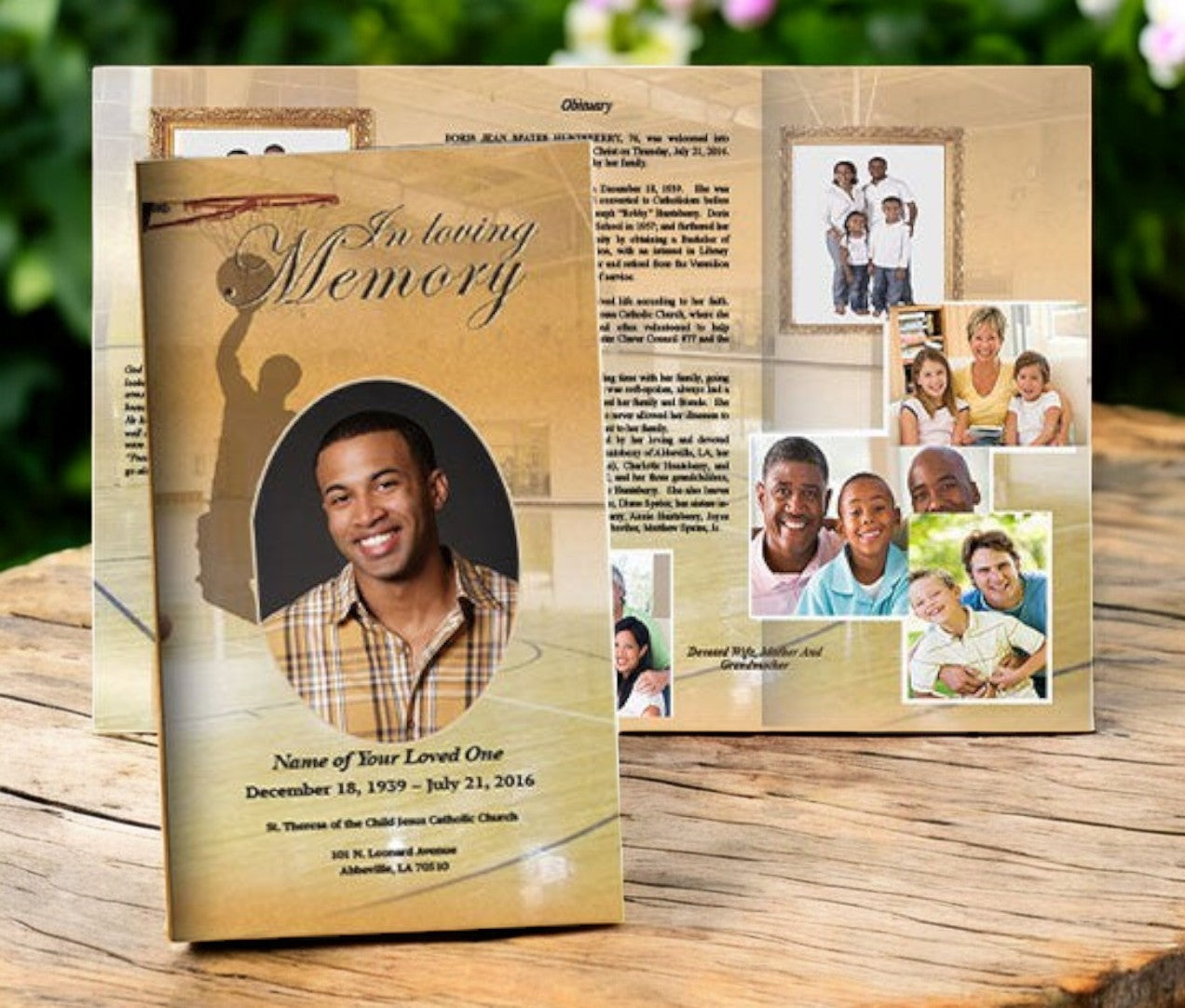 Basketball Trifold Funeral Brochure Template