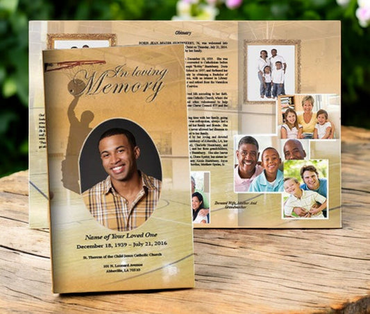 Basketball Trifold Funeral Brochure Template