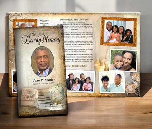 History TriFold Funeral Brochure Template