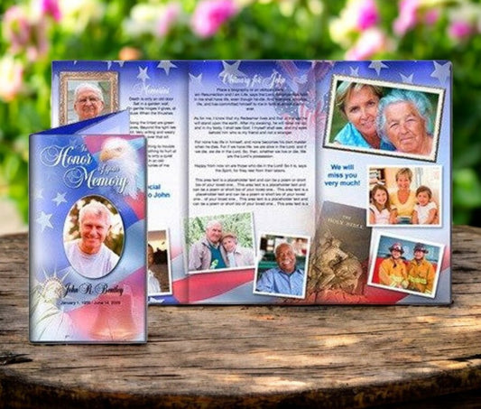 Patriot TriFold Funeral Brochure Template
