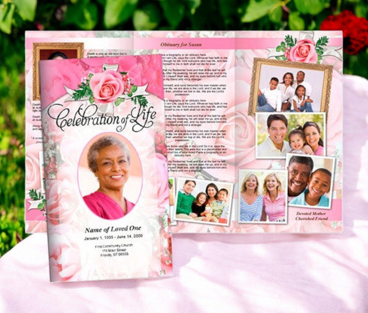 Precious Trifold Funeral Brochure Template