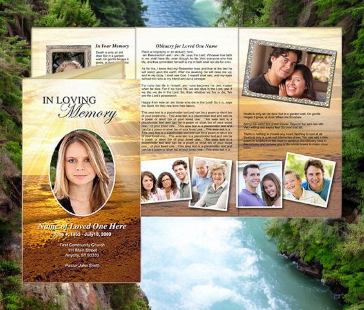 Shine TriFold Funeral Brochure Template