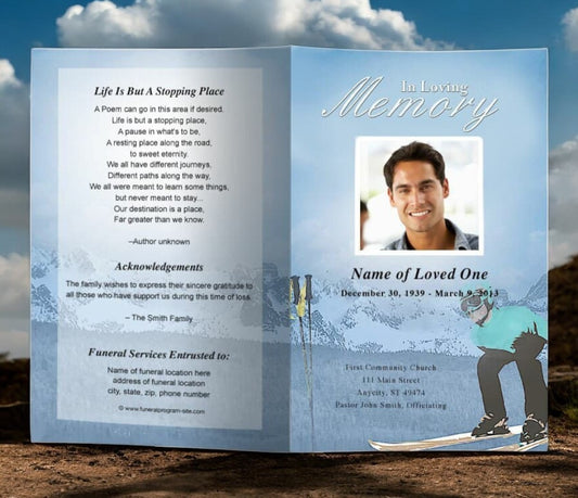 Skiing Funeral Program Template