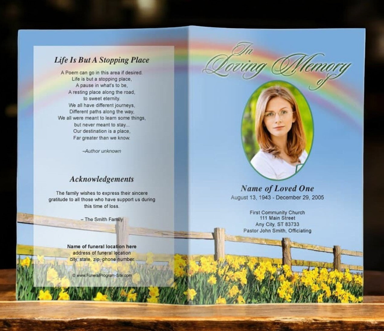Rainbow Funeral Program Template | DIY Funeral Programs – Funeral ...