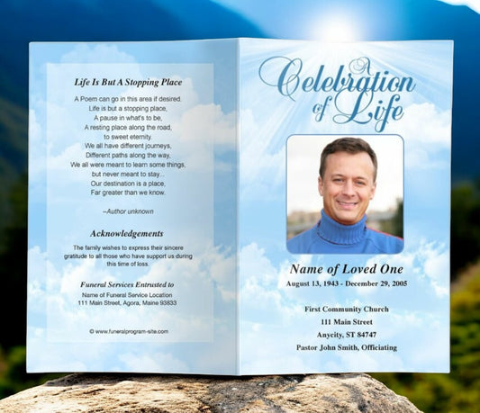 Skyblue Funeral Program Template