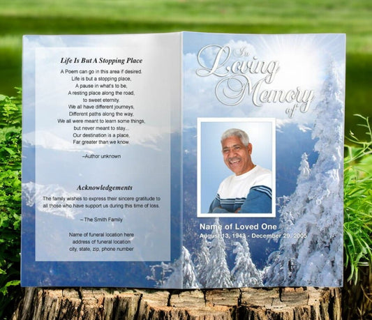 Snowcaps Funeral Program Template
