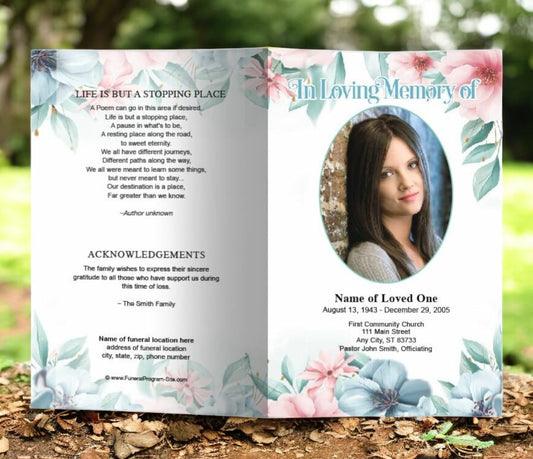 Willow Watercolor Funeral Program Template