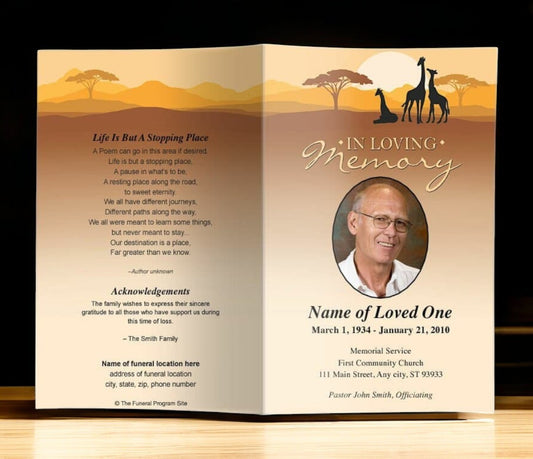 Safari Funeral Program Template