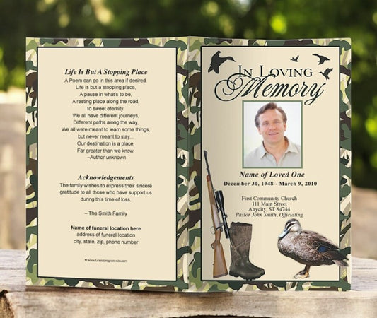 Camouflage Funeral Program Template