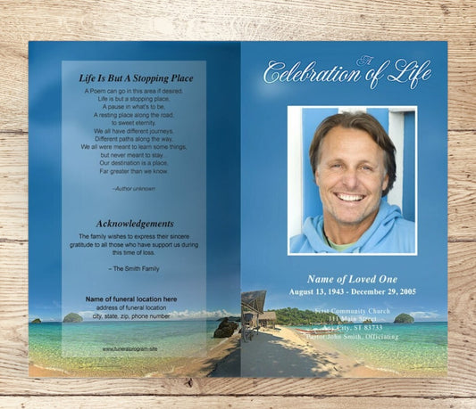Tropical Funeral Program Template