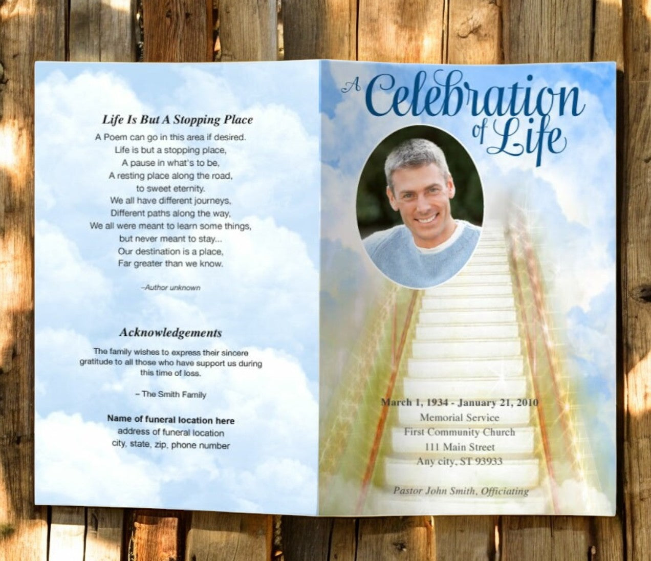 Stairway Funeral Program Template