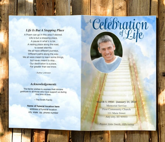 Stairway Funeral Program Template