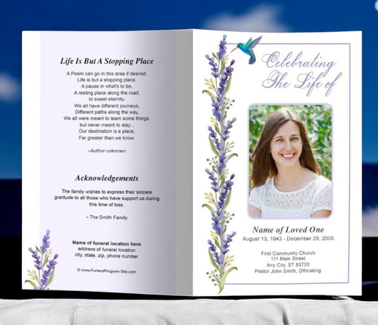 Hummingbird Funeral Program Template