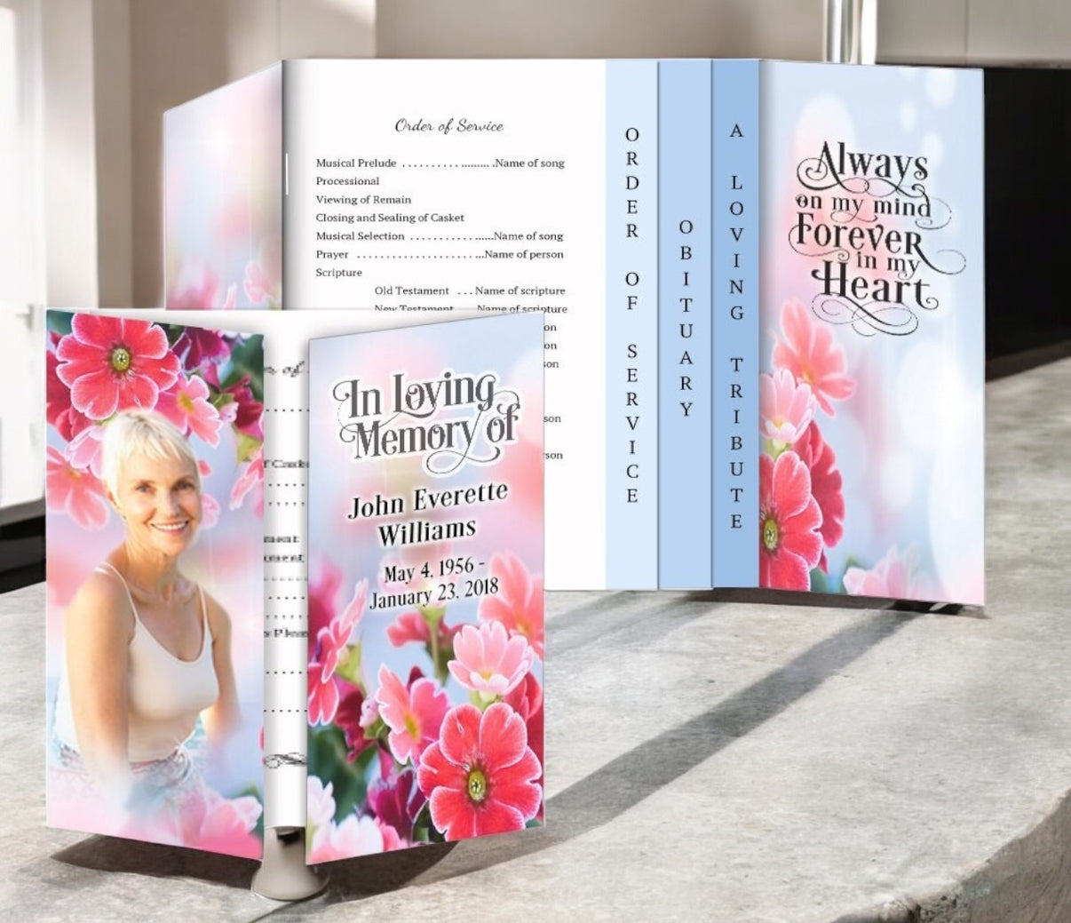 Funeral Program Design & Print Blooming Gatefold/Graduated Combo ...