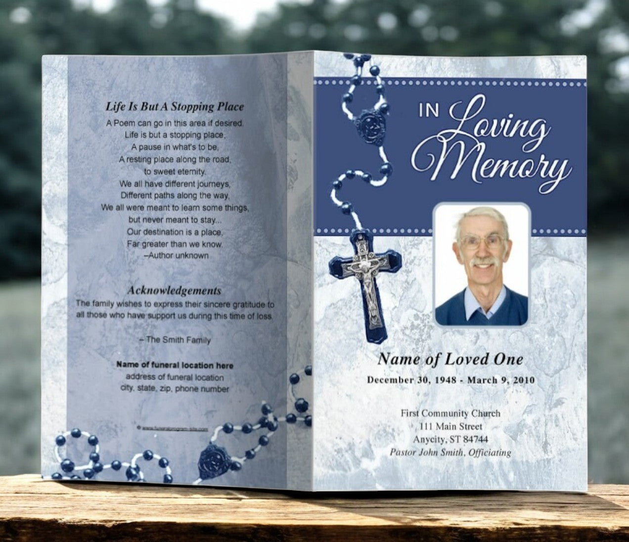 Crucifix Funeral Program Template