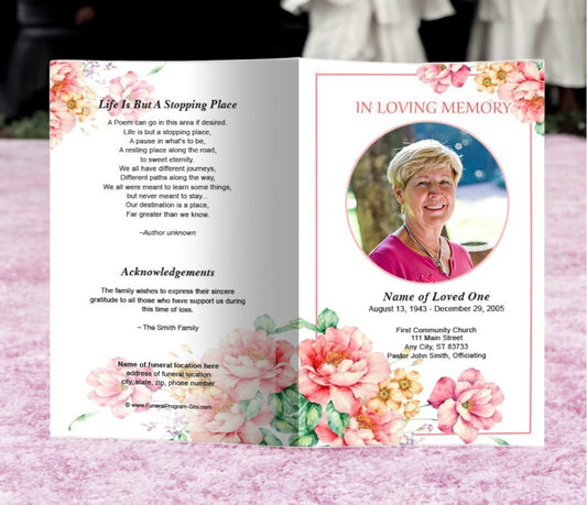 Aroma Watercolor Funeral Program Template