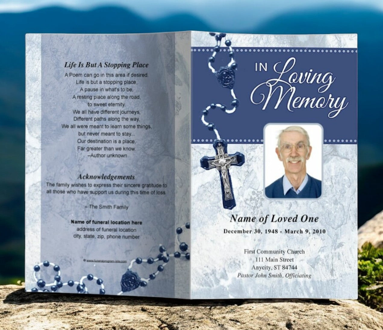 Crucifix Funeral Program Template
