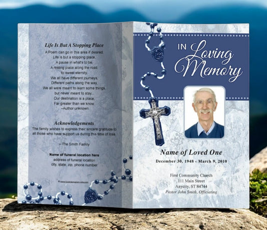 Crucifix Funeral Program Template
