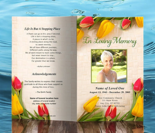 Tulips Funeral Program Template