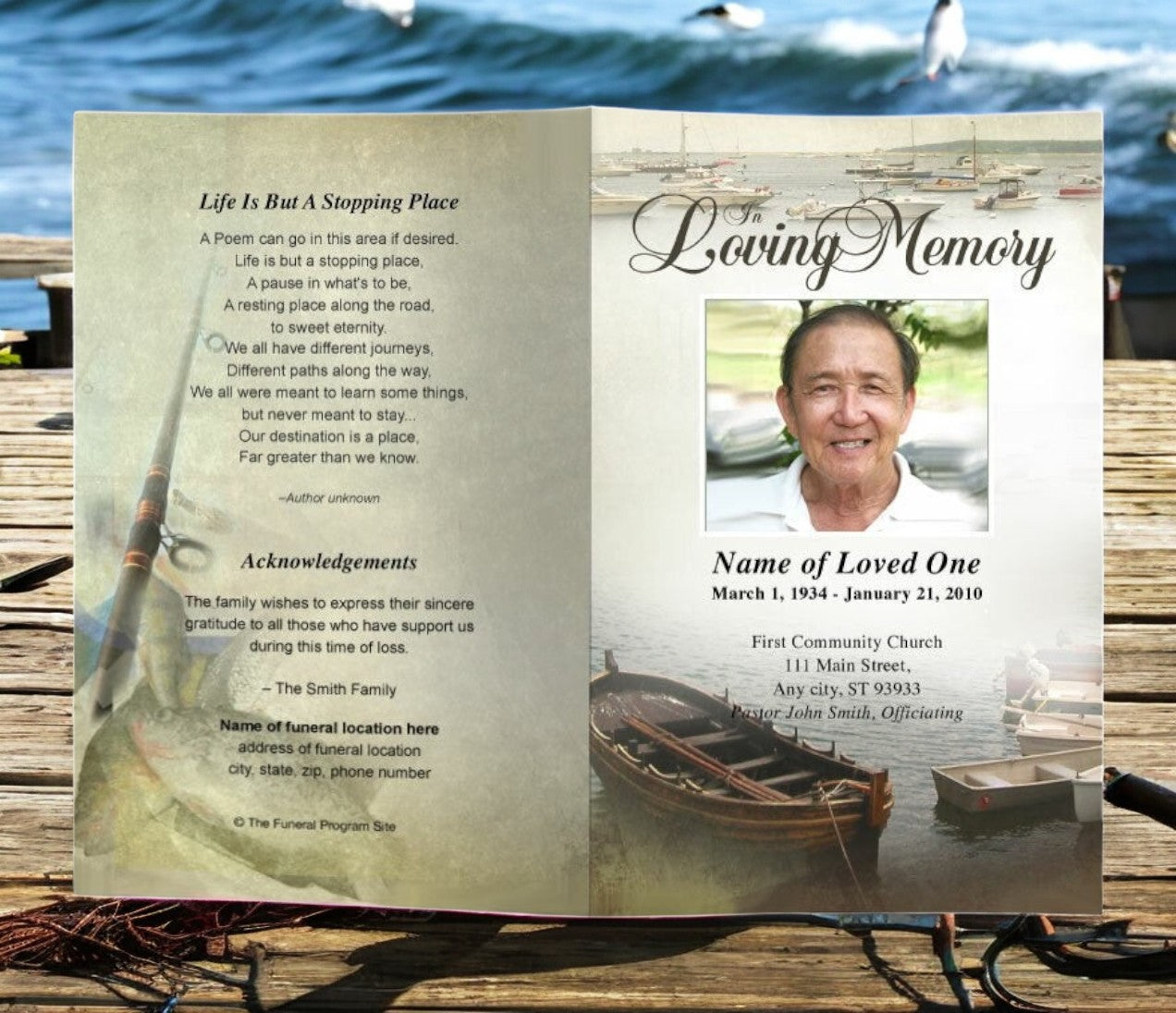 Fishing Funeral Program Template