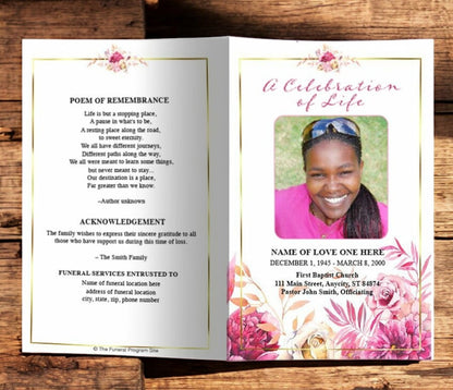 Crystal Watercolor Funeral Program Template