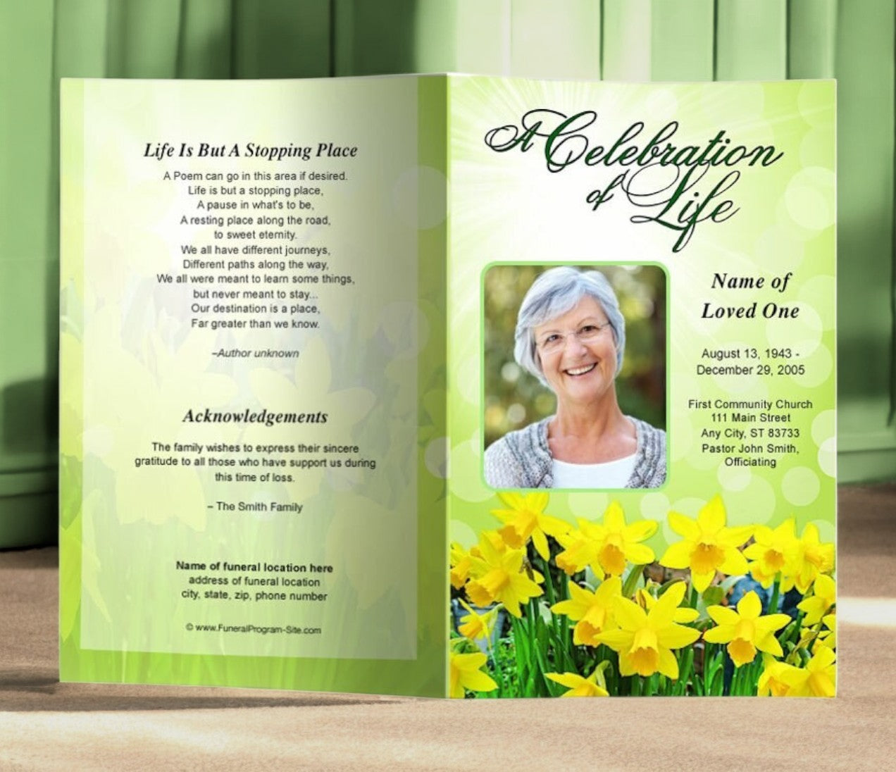 Daffodils Funeral Program Template | Funeral Programs Site – Funeral ...