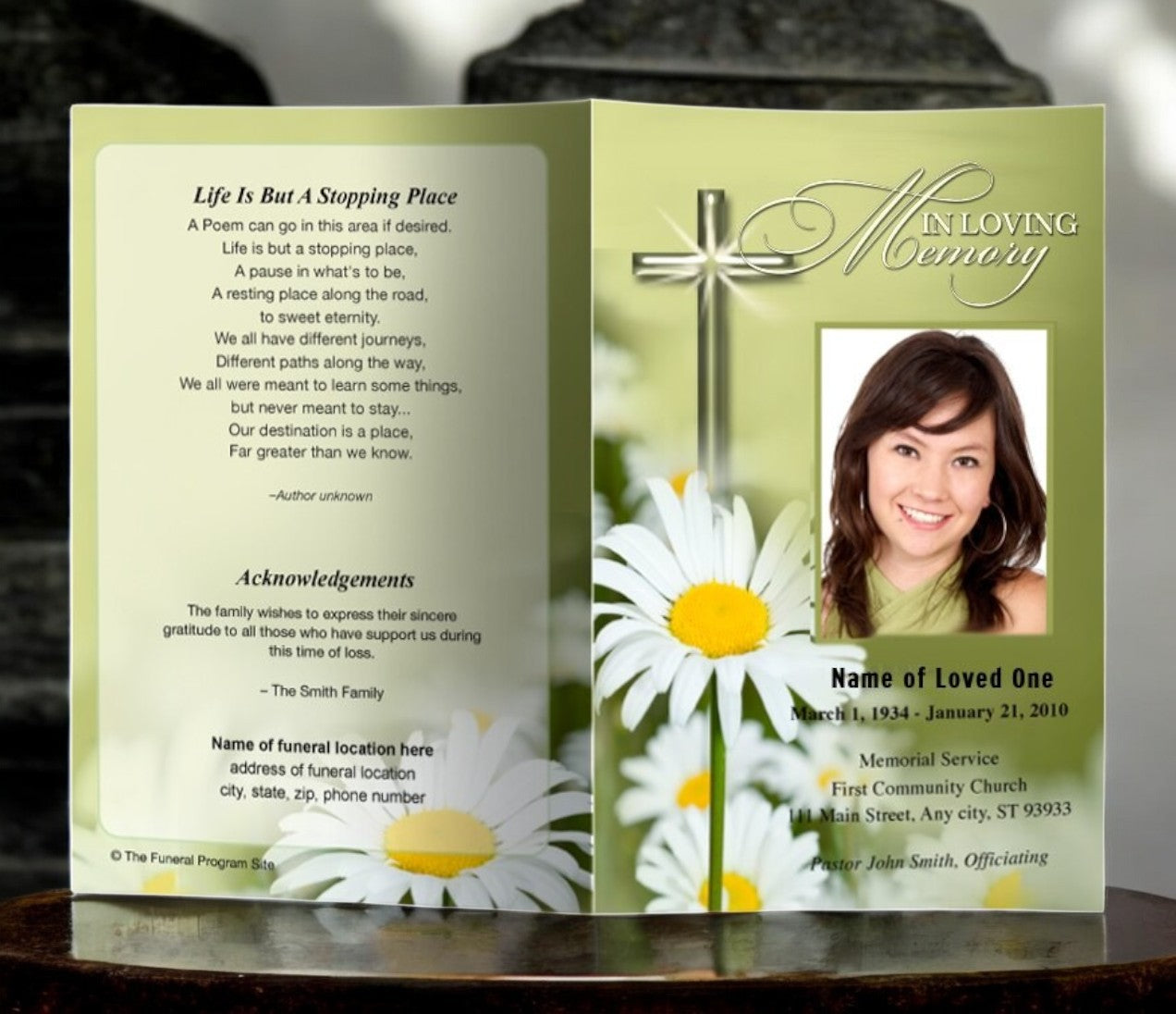 Daisy Funeral Program Template | Funeral Programs Site – Funeral ...