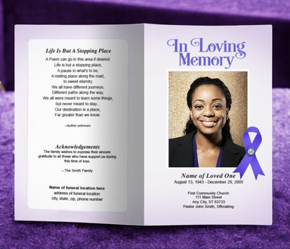 Lupus Purple Ribbon Funeral Program Template