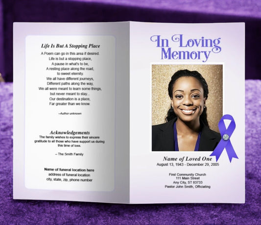 Lupus Purple Ribbon Funeral Program Template