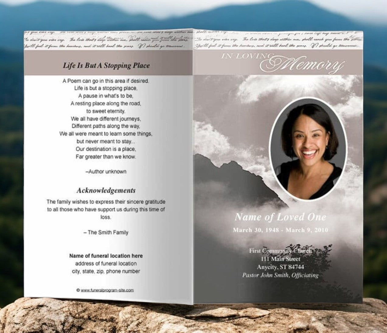 Mountain Funeral Program Template | Funeral Programs Site – Funeral ...