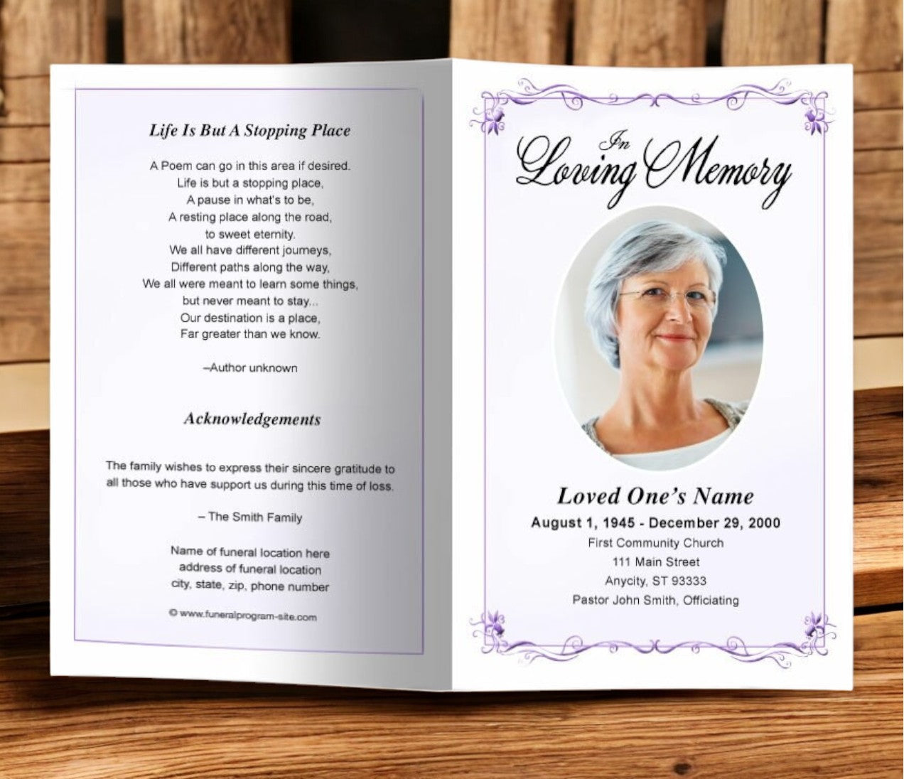 Delicate Funeral Program Template | DIY Funeral Program – Funeral ...